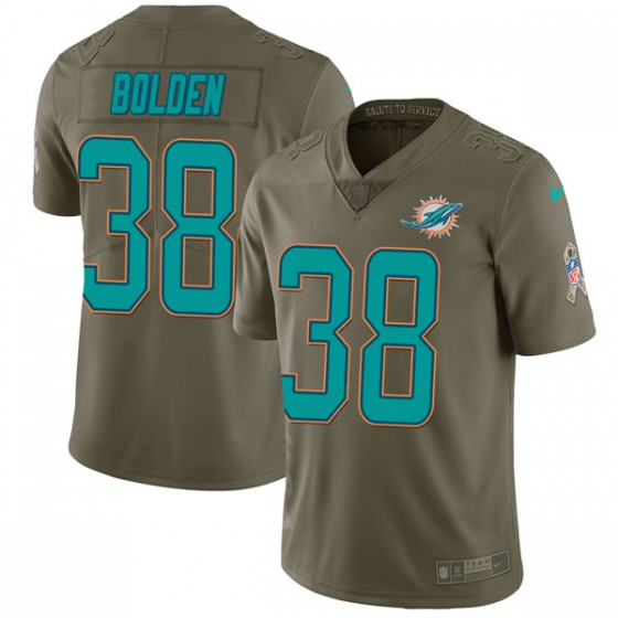Nike Miami Dolphins #38 Brandon Bolden Olive Men Stitched NFL Limited 2017 Salute To Service Jersey